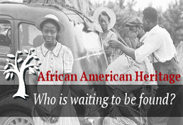 "African American Heritage" text over image of group of people with an old car