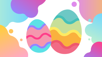 colorful blobs with two brightly colored eggs