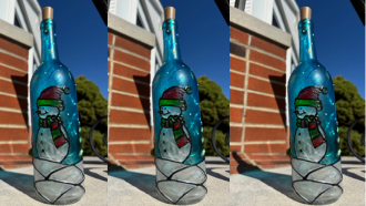 wine bottles with snowman feature