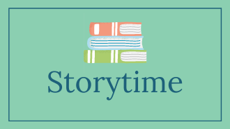 "storytime" with a stack of books
