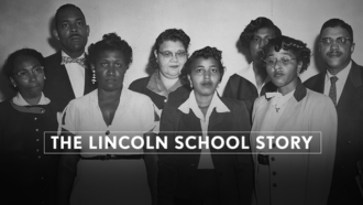 group of people attending the Lincoln school